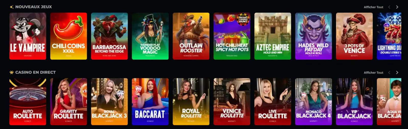 instant casino jeux